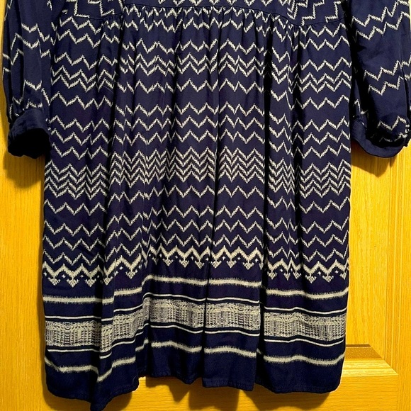 Holding Horses Anthropologie Navy Ric Rac Mini Long Sleeve Zig Zag Dress Medium - Picture 12 of 13